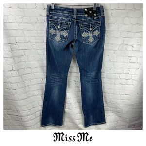 Miss Me Bootcut Leather Studded Cross Jeans